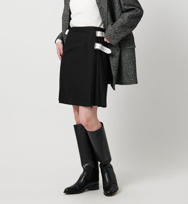 UNITED ARROWS「【別注】＜O&rsquo;NEIL of DUBLIN＞ベルト コンビ ミニ スカート」|スカート|BLACK