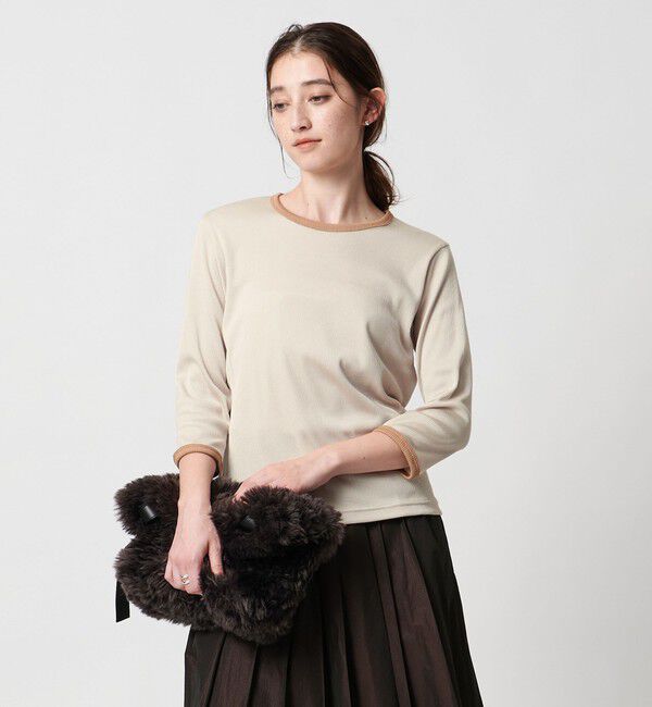 UNITED ARROWS「 リブ バイカラー パイピング カットソー」|Tシャツ・カットソー|BEIGE