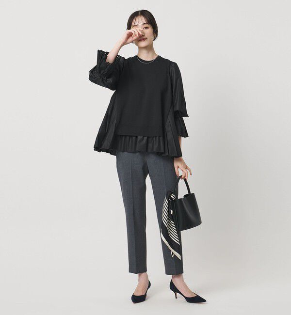 UNITED ARROWS「プリーツ コンビ ニット ブラウス ‐ウォッシャブル‐」|シャツ・ブラウス|