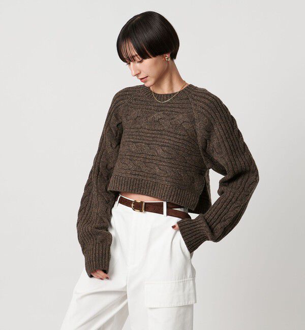 UNITED ARROWS「ケーブル ショート ニットプルオーバー」|ニット・セーター|MD.BROWN