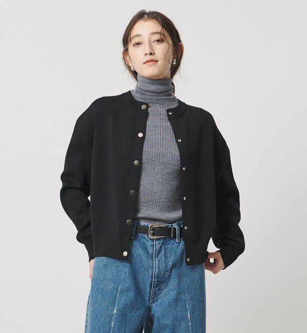 UNITED ARROWS「ラメ ニット スウェット カーディガン ‐ウォッシャブル‐」|カーディガン|BLACK