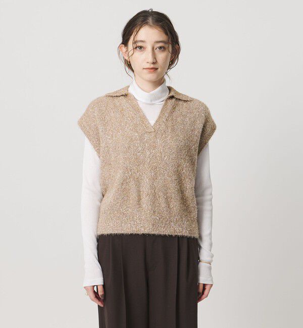 UNITED ARROWS「グリッター スキッパーポロ ベスト」|ニット・セーター|