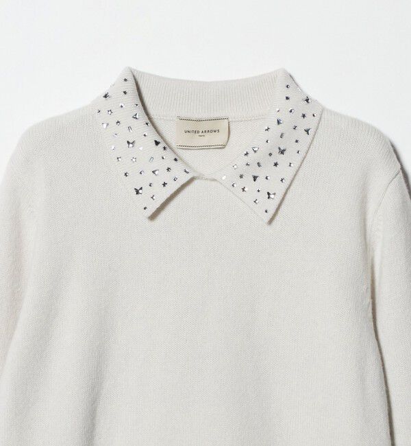 UNITED ARROWS「ラインストーン ポロ ニット」|ニット・セーター|