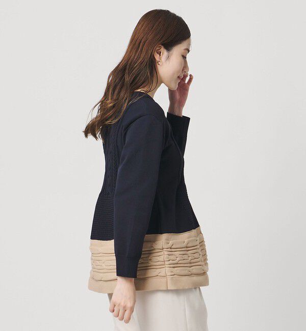 UNITED ARROWS「ケーブル Vネック ニット ‐ウォッシャブル‐」|ニット・セーター|NAVY