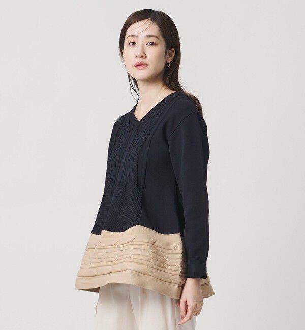 UNITED ARROWS「ケーブル Vネック ニット ‐ウォッシャブル‐」|ニット・セーター|