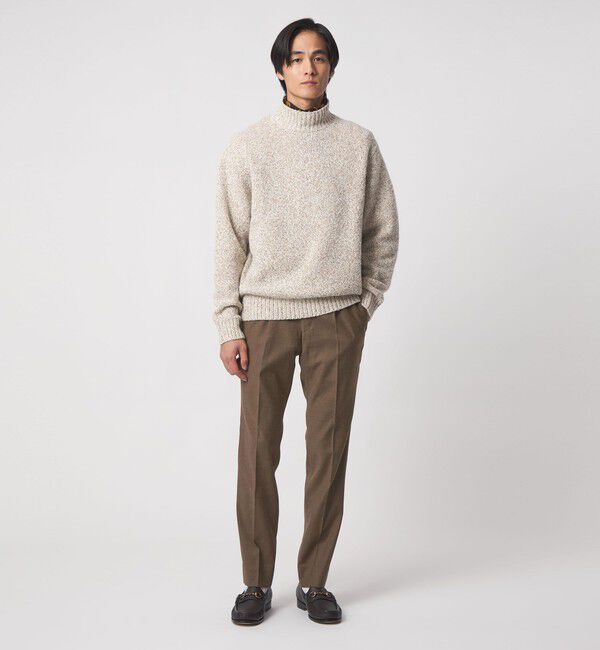 UNITED ARROWS「スリムテーパード サイドシャーリング 1プリーツ スラックス ストレッチ 防しわ」|スラックス|