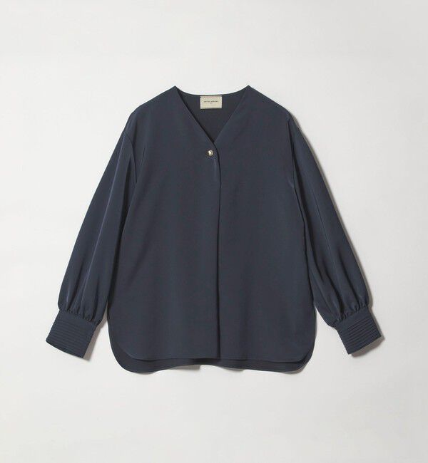 UNITED ARROWS「サテン Vネック ブラウス ‐ウォッシャブル‐」|シャツ・ブラウス|