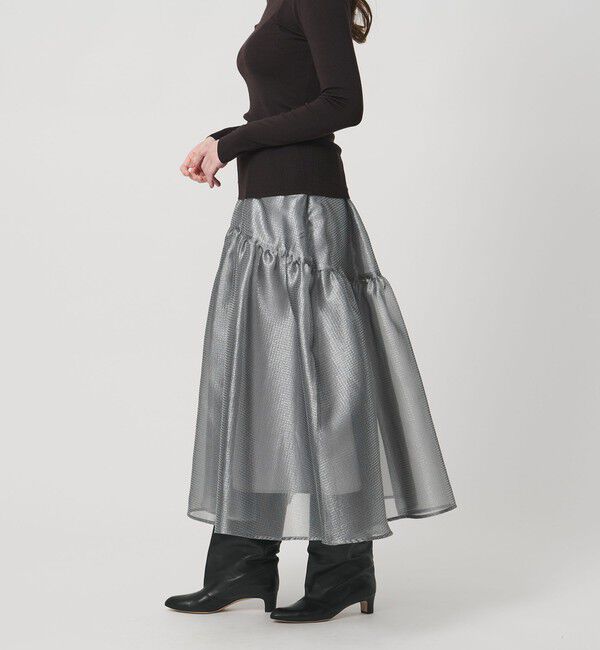 UNITED ARROWS「スケルトン シャイン ジャガード スカート ‐ウォッシャブル‐」|フレア|