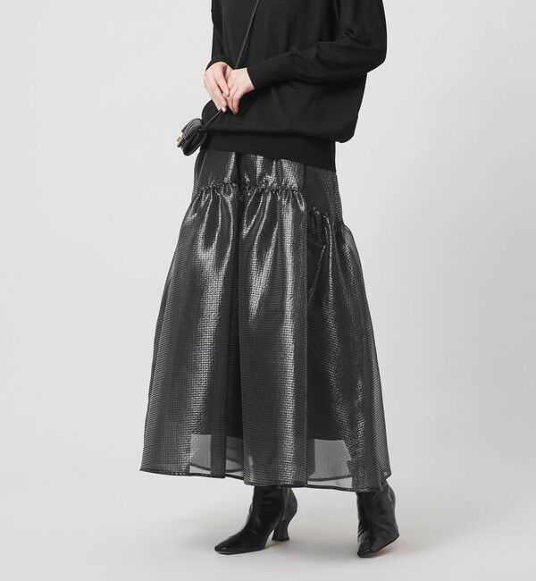 UNITED ARROWS「スケルトン シャイン ジャガード スカート ‐ウォッシャブル‐」|フレア|