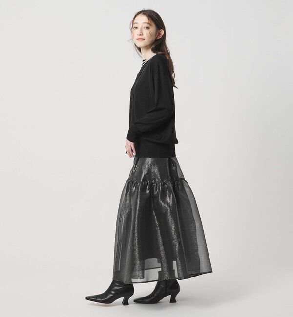 UNITED ARROWS「スケルトン シャイン ジャガード スカート ‐ウォッシャブル‐」|フレア|