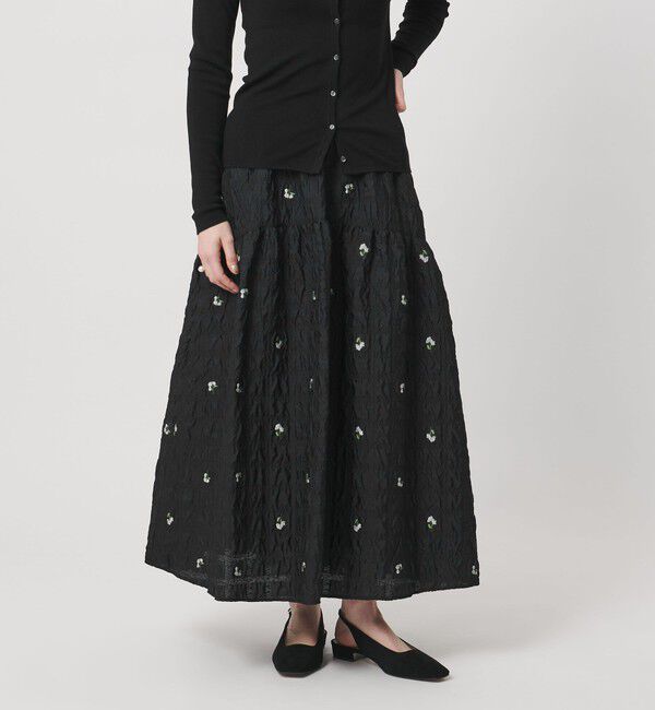 UNITED ARROWS「スクエア フラワー ジャガード スカート」|フレア|