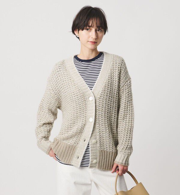 UNITED ARROWS「カラーミックス インレイド カーディガン」|カーディガン|BEIGE