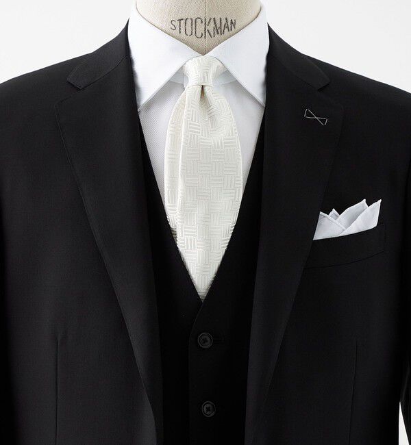 UNITED ARROWS green label relaxing「GLR シルク フォーマル 8.0cm ジオメトリック ネクタイ」|ネクタイ・蝶ネクタイ|WHITE