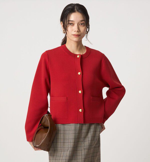 UNITED ARROWS green label relaxing「フォルム ゴールドカラーボタン ニット カーディガン ウォッシャブル」|カーディガン|