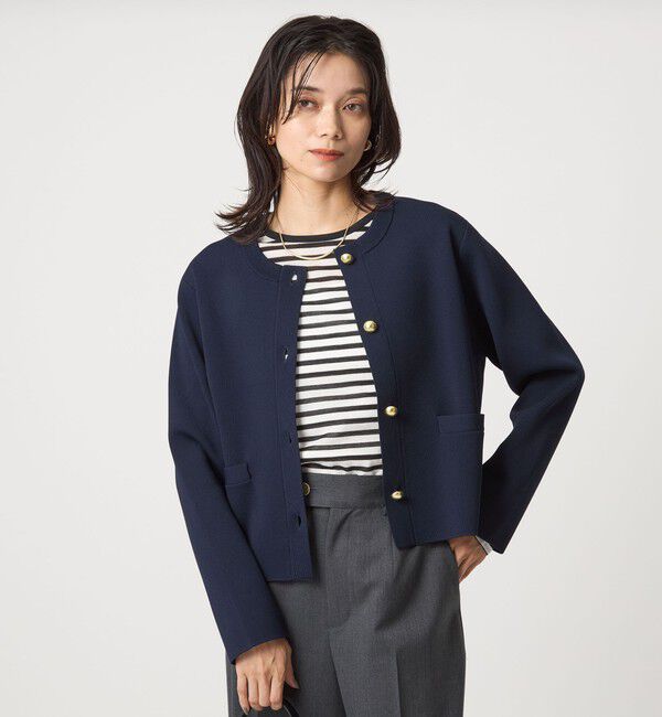 UNITED ARROWS green label relaxing「フォルム ゴールドカラーボタン ニット カーディガン ウォッシャブル」|カーディガン|