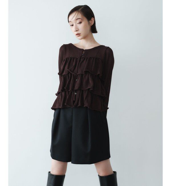 EMMEL REFINES「＜EMMEL REFINES＞EM HW ティアード フリル 2WAY ニット」|ニット・セーター|DK.BROWN