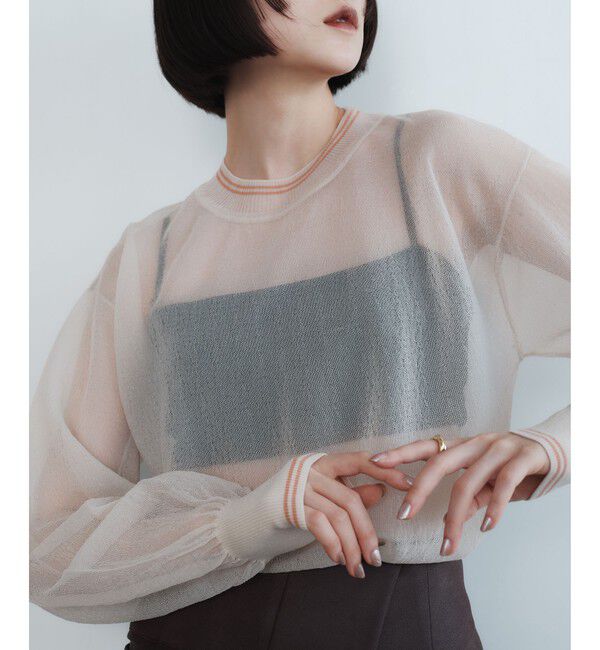 EMMEL REFINES「＜EMMEL REFINES＞EM シアー ライン ニット プルオーバー」|ニット・セーター|NATURAL