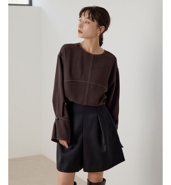 EMMEL REFINES「＜EMMEL REFINES＞EM ステッチ 2WAY ブラウス」|シャツ・ブラウス|DK.BROWN