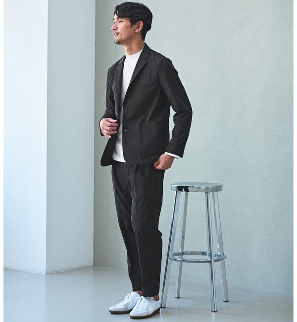 UNITED ARROWS green label relaxing「【WEB限定】JUST fit ナイロン PU リラックス セットアップ -2Wayストレッチ-」|テーラードジャケット|BLACK