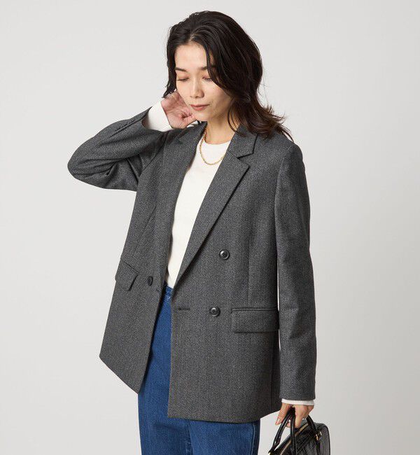 UNITED ARROWS green label relaxing「ホームスパン ダブル ジャケット ストレッチ」|テーラードジャケット|