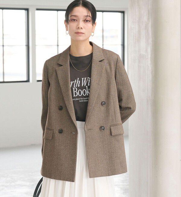 UNITED ARROWS green label relaxing「ホームスパン ダブル ジャケット ストレッチ」|テーラードジャケット|