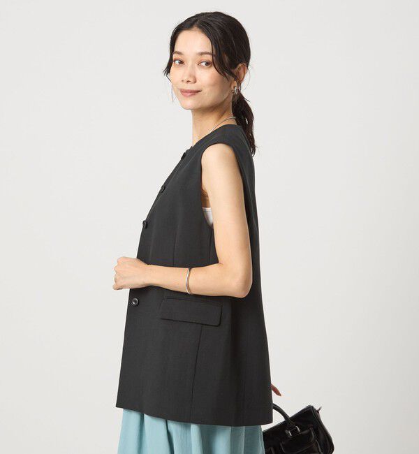 UNITED ARROWS green label relaxing「パウダリー ノーカラー ジレ」|ベスト・ジレ|