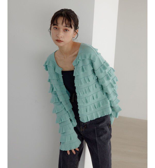 EMMEL REFINES「＜EMMEL REFINES＞EM ティアード ミニフリル 2WAY カーディガン」|カーディガン|