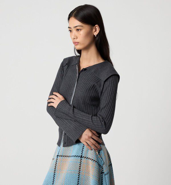 EMMEL REFINES「＜EMMEL REFINES＞EM レイヤーリブ ボタン ニット」|ニット・セーター|