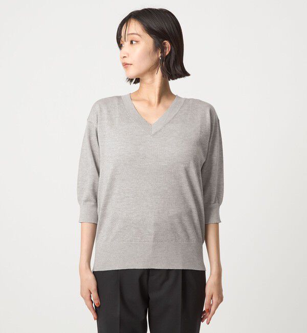 UNITED ARROWS green label relaxing「ブライトフォルム Vネック ニット プルオーバー」|ニット・セーター|