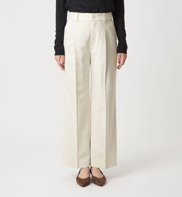 UNITED ARROWS green label relaxing「［size SHORT/TALLあり］キチントボトムス カバー ワイド パンツ オフホワイト」|スラックス|