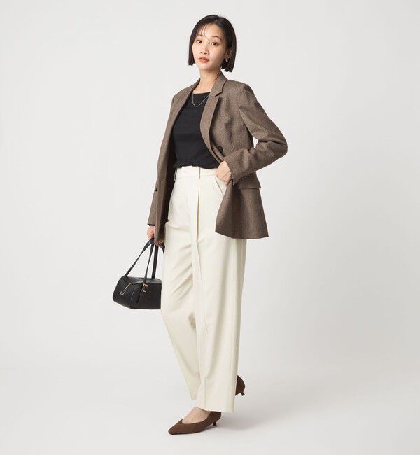 UNITED ARROWS green label relaxing「［size SHORT/TALLあり］キチントボトムス カバー ワイド パンツ オフホワイト」|スラックス|