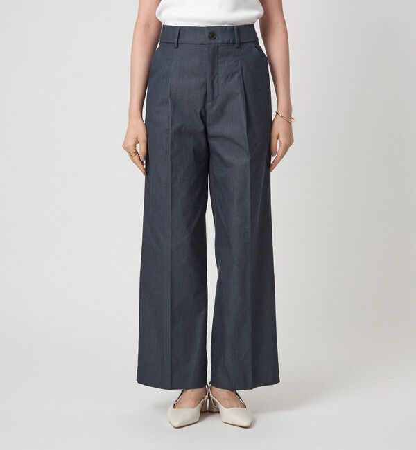 UNITED ARROWS green label relaxing「［size SHORT/TALLあり］キチントボトムス カバー ワイド パンツ シャンブレー」|スラックス|