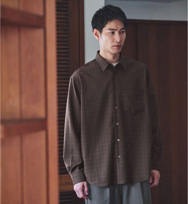 UNITED ARROWS green label relaxing「ウォッシャブル チェック ジャストルーズ シャツ」|シャツ・ブラウス|DK.BROWN