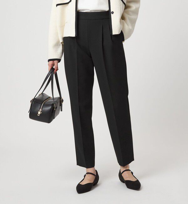 UNITED ARROWS green label relaxing「［size SHORT/TALLあり］ダブルクロス テーパード パンツ ウォッシャブル ストレッチ」|スラックス|BLACK