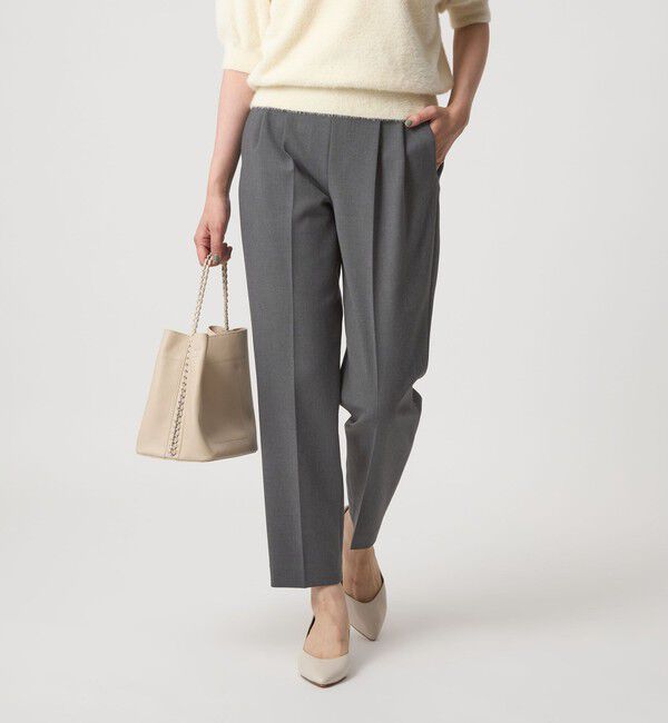 UNITED ARROWS green label relaxing「［size SHORT/TALLあり］ダブルクロス テーパード パンツ ウォッシャブル ストレッチ」|スラックス|MD.GRAY