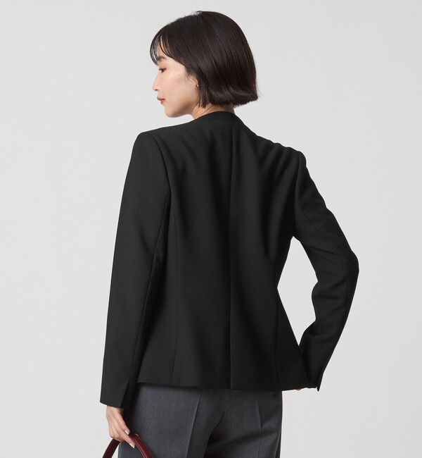 UNITED ARROWS green label relaxing「ダブルクロス ノーラペル ジャケット ウォッシャブル ストレッチ」|ノーカラージャケット|