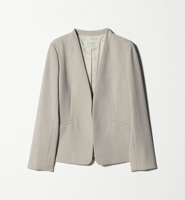 UNITED ARROWS green label relaxing「ダブルクロス ノーラペル ジャケット ウォッシャブル ストレッチ」|ノーカラージャケット|