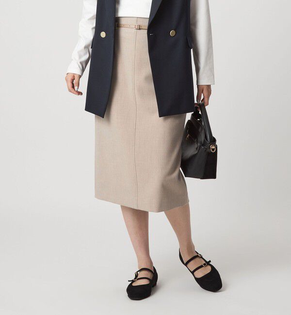 UNITED ARROWS green label relaxing「ダブルクロス タイト スカート ウォッシャブル ストレッチ」|タイト|BEIGE