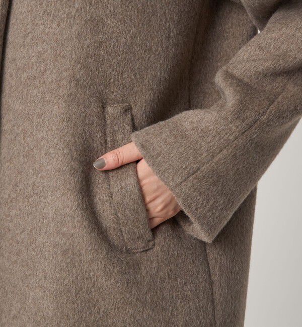 UNITED ARROWS green label relaxing「［size SHORTあり］アンゴラビーバー ノーカラー ミドル コート」|ノーカラーコート|