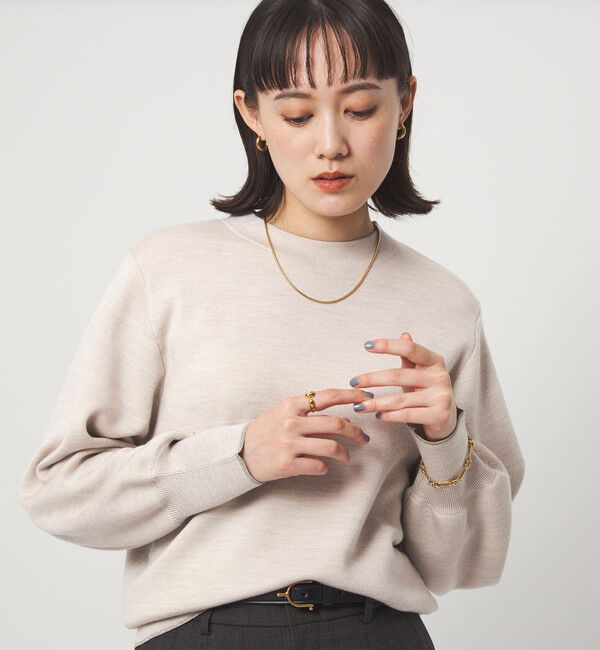 UNITED ARROWS green label relaxing「ウール スムース ボトルネック フォルム ニット プルオーバー ウォッシャブル」|ニット・セーター|BEIGE