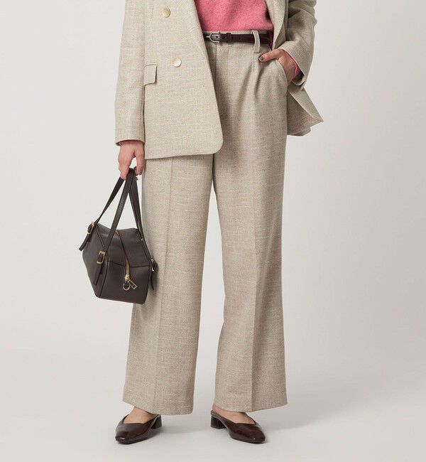 UNITED ARROWS green label relaxing「［size SHORT/TALLあり］スラブ ワイド ストレート パンツ」|スラックス|NATURAL