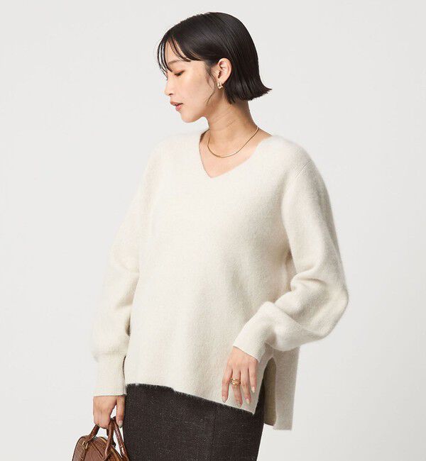 UNITED ARROWS green label relaxing「FOXブレンド フォルム Vネック ニット プルオーバー」|ニット・セーター|