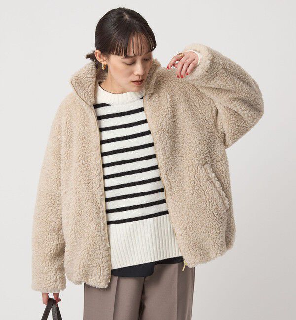 UNITED ARROWS green label relaxing「ボア スタンドカラー ブルゾン」|ブルゾン・スタジャン|BEIGE