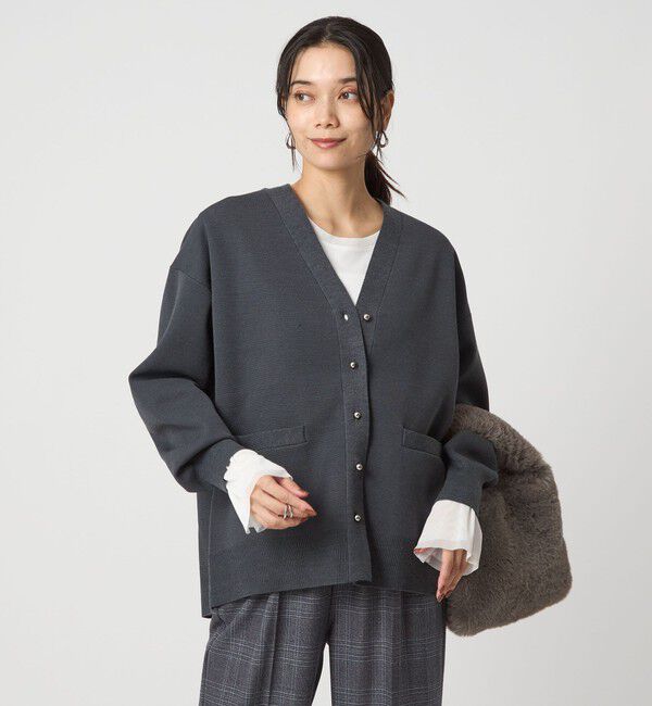 UNITED ARROWS green label relaxing「W/AC パフニット カーディガン ウォッシャブル」|カーディガン|DK.GRAY