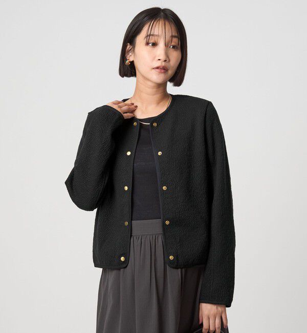 UNITED ARROWS green label relaxing「ブリスタージャカード ノーカラー カットソー カーディガン」|カーディガン|