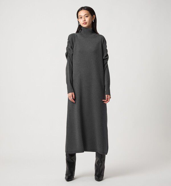 EMMEL REFINES「＜EMMEL REFINES＞EM ギャザーパフスリーブ タートルニット ワンピース」|ワンピース|