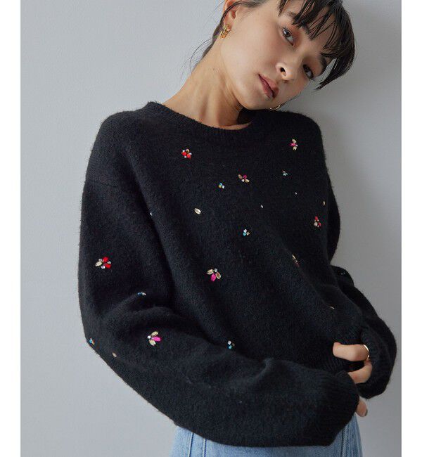 EMMEL REFINES「＜EMMEL REFINES＞EM HW フラッフィー ビジュー ニット プルオーバー」|ニット・セーター|