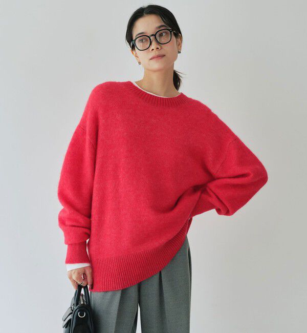 UNITED ARROWS green label relaxing「アルパカブレンド クルーネック プルオーバー ニット」|ニット・セーター|RED