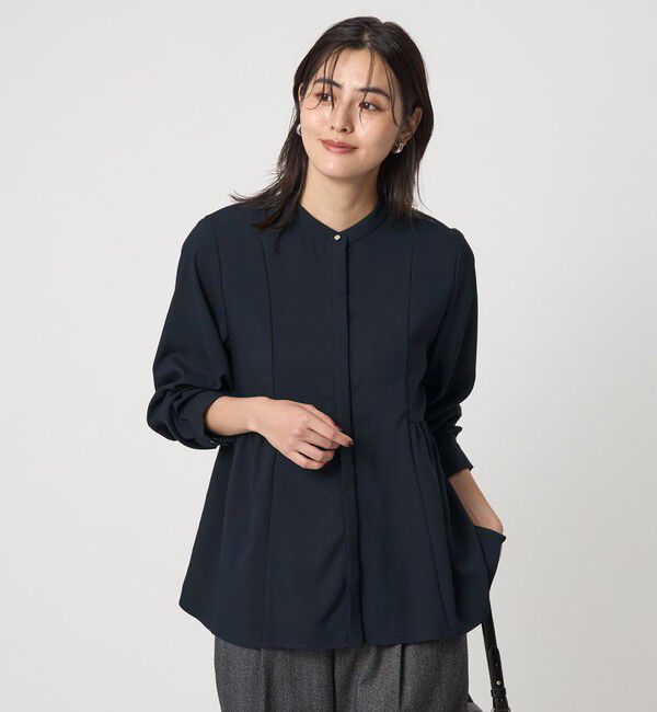 UNITED ARROWS green label relaxing「スタンドカラー ペプラム ブラウス」|シャツ・ブラウス|NAVY