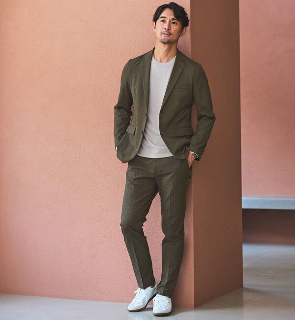 UNITED ARROWS green label relaxing「【WEB限定】JUST fit ウールライク ナロー セットアップ -ストレッチ-」|テーラードジャケット|OLIVE